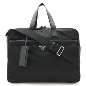 Prada Triangle Logo Business Briefcase 2-Way Shoulder Bag Nylon Nero Black